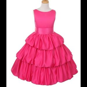 Cinderella Couture satin dress with sash size 8 Color fuchsia